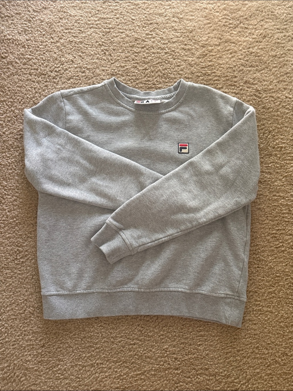 Fila unisex Light Gray Crewneck Sweatshirt with Small Logo